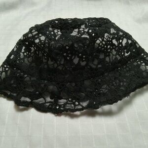 Lace black sun hat Small